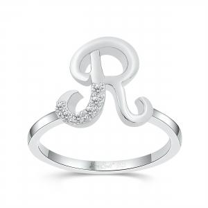 Love Spell Lab-grown Diamonds Letter R Initial Ring 0.10 Ct. T.w. in Sterling Silver