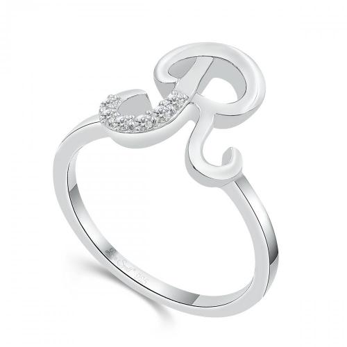 Love Spell Lab-grown Diamonds Letter R Initial Ring 0.10 Ct. T.w. in Sterling Silver