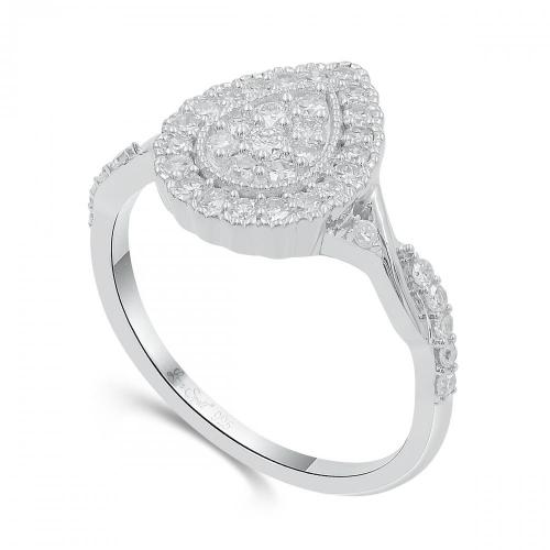 Love Spell Lab-grown Diamonds Pear Halo Composite Ring 0.50 Ct. T.w. in Sterling Silver