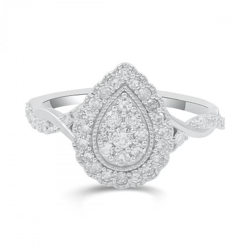 Love Spell Lab-grown Diamonds Pear Halo Composite Ring 0.50 Ct. T.w. in Sterling Silver
