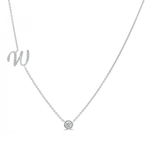 Bella by Ovani® Letter Initial "W" Necklace 0.35 Ct. T.w. in 10K White Gold