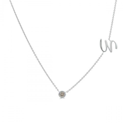 Bella by Ovani® Letter Initial "W" Necklace 0.35 Ct. T.w. in 10K White Gold