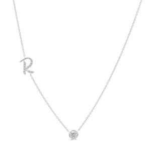 Bella by Ovani® Letter Initial "R" Necklace 0.30 Ct. T.w. in 10K White Gold