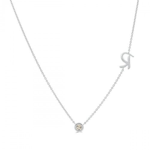 Bella by Ovani® Letter Initial "R" Necklace 0.30 Ct. T.w. in 10K White Gold
