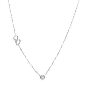 Bella by Ovani® Letter Initial "B" Necklace 0.35Ct. T.w. in 10K White Gold