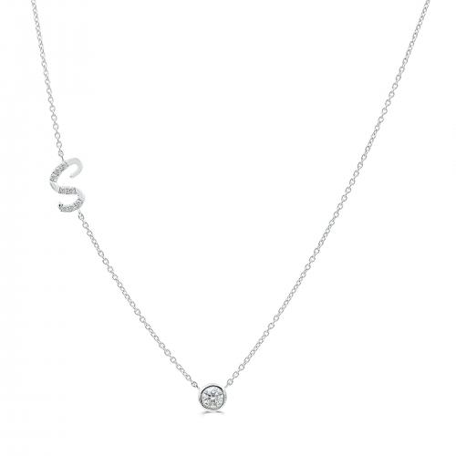 Bella by Ovani® Letter Initial "S" Necklace 0.30 Ct. T.w. in 10K White Gold