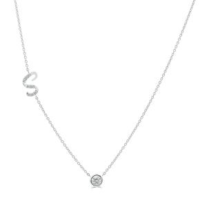 Bella by Ovani® Letter Initial "S" Necklace 0.30 Ct. T.w. in 10K White Gold