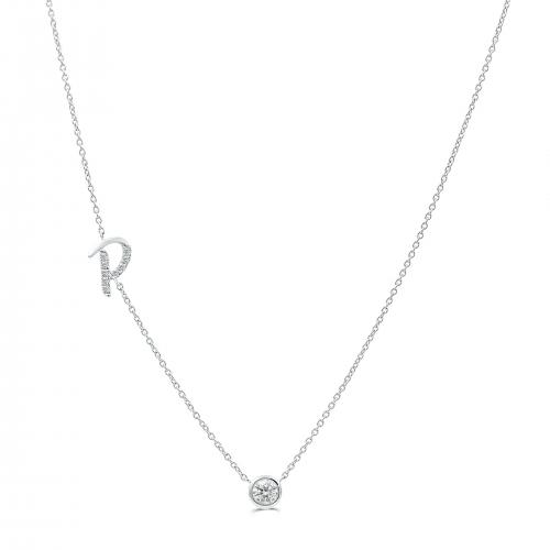 Bella by Ovani® Letter Initial "P" Necklace 0.30 Ct. T.w. in 10K White Gold