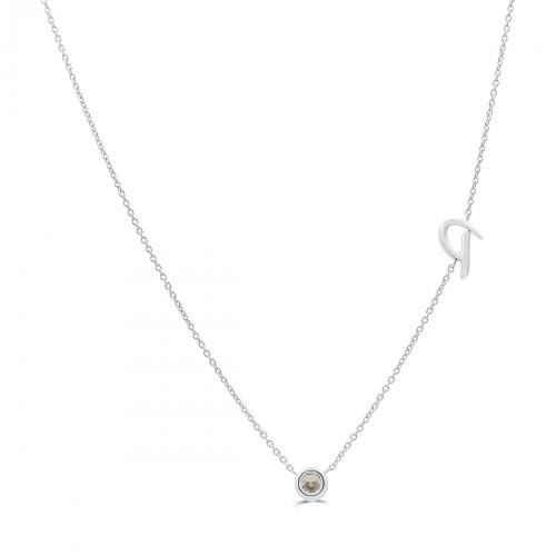 Bella by Ovani® Letter Initial "P" Necklace 0.30 Ct. T.w. in 10K White Gold