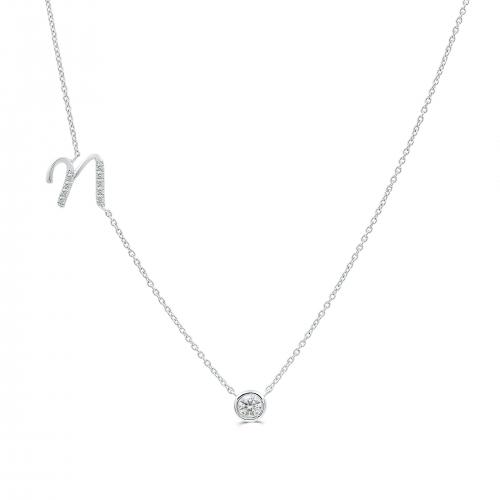 Bella by Ovani® Letter Initial "N" Necklace 0.30 Ct. T.w. in 10K White Gold
