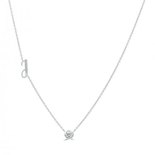 Bella by Ovani® Letter Initial "J" Necklace 0.30 Ct. T.w. in 10K White Gold