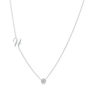 Bella by Ovani® Letter Initial "H" Necklace 0.35 Ct. T.w. in 10K White Gold