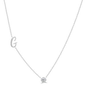 Bella by Ovani® Letter Initial "G" Necklace 0.30 Ct. T.w. in 10K White Gold