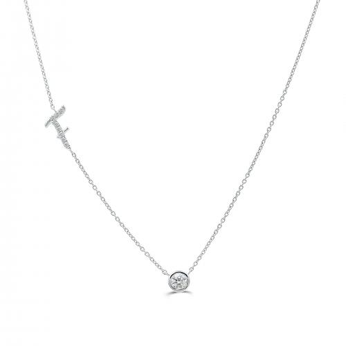 Bella by Ovani® Letter Initial "F" Necklace 0.35 Ct. T.w. in 10K White Gold