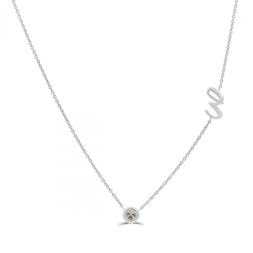 Bella by Ovani® Letter Initial "E" Necklace 0.30 Ct. T.w. in 10K White Gold