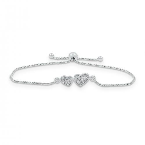 Love Spell Lab-grown Diamonds Double Heart Bolo Bracelet 0.25 Ct. T.w. in Sterling Silver