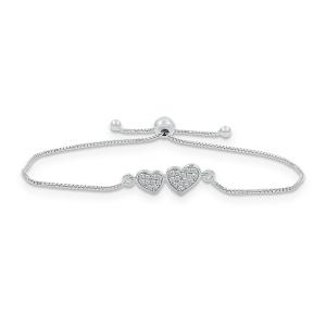Love Spell Lab-grown Diamonds Double Heart Bolo Bracelet 0.25 Ct. T.w. in Sterling Silver