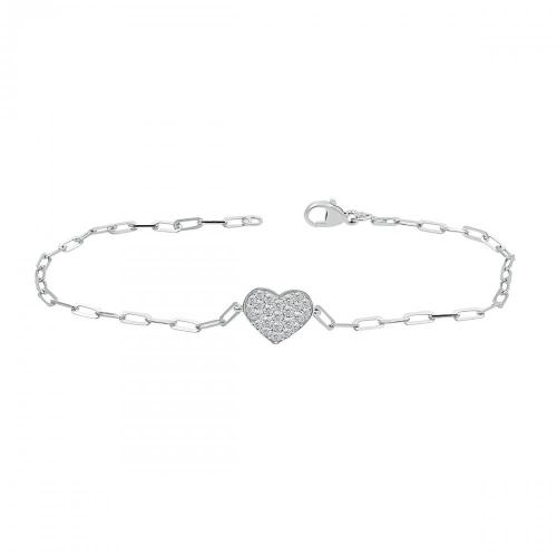 Love Spell Lab-grown Diamonds Heart Paperclip Bracelet 0.30 Ct. T.w. in Sterling Silver