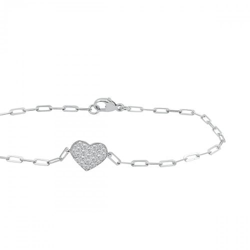 Love Spell Lab-grown Diamonds Heart Paperclip Bracelet 0.30 Ct. T.w. in Sterling Silver
