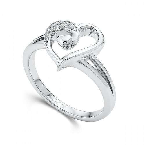 Love Spell Lab-grown Diamonds Heart Promise Ring 0.05 Ct. T.w. in Sterling Silver