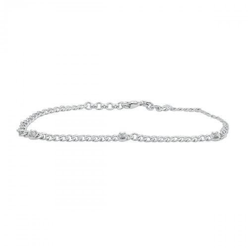 Love Spell Lab-grown Diamonds Figaro Clover Bracelet 0.15 Ct. T.w. in Sterling Silver