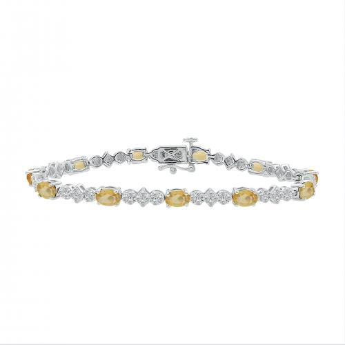 Love Spell Lab-grown Diamonds Citrine Flower Bracelet 1.50 Ct. T.w. in Sterling Silver
