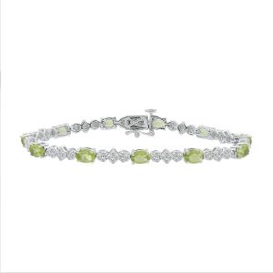 Love Spell Lab-grown Diamonds Peridot Flower Bracelet 1.50 Ct. T.w. in Sterling Silver
