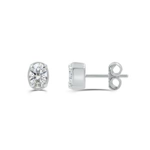 Love Spell Lab-grown Diamonds Oval Solitiare Studs 0.25 Ct. T.w. in Sterling Silver