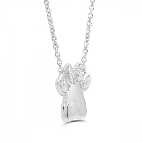 Love Spell Lab-grown Diamonds Paw Print Heart Necklace 0.15 Ct. T.w. in Sterling Silver