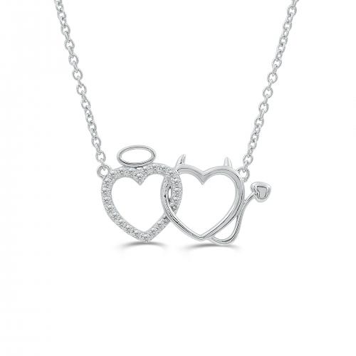 Love Spell Lab-grown Diamonds Double Heart Necklace 0.20 Ct. T.w. in Sterling Silver
