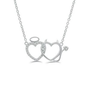 Love Spell Lab-grown Diamonds Double Heart Necklace 0.20 Ct. T.w. in Sterling Silver