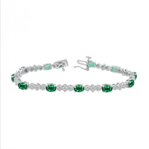 Love Spell Lab-grown Diamonds Opal Flower Bracelet 1.55 Ct. T.w. in Sterling Silver