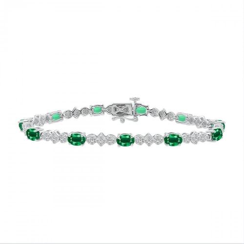 Love Spell Lab-grown Diamonds Opal Flower Bracelet 1.55 Ct. T.w. in Sterling Silver