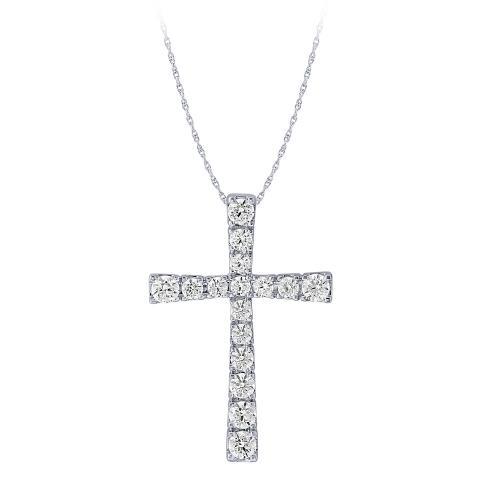 Ovani® Cross Pendant 0.50 Ct. T.w. in 18K White Gold