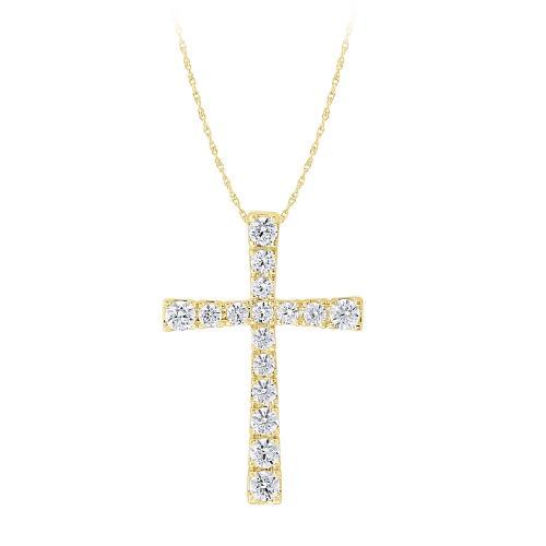 Ovani® Cross Pendant 0.50 Ct. T.w. in 18K Yellow Gold