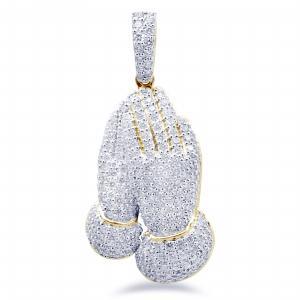 3.39 Ct. T.w. Diamond Prayer Hands Pendant In 14Kt Yellow Gold