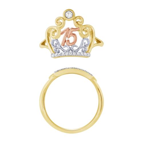 Sweet 15® Crown Quinceanera Ring - 0.10 Ct. T.w. in 14K WhiteGold