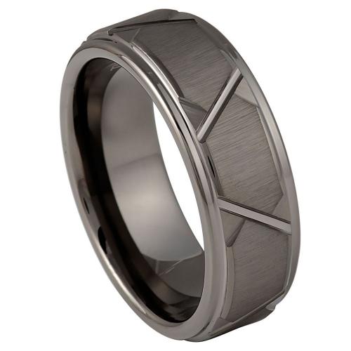 Gun Metal IP Plated Trapezoids Design - 8MM Band