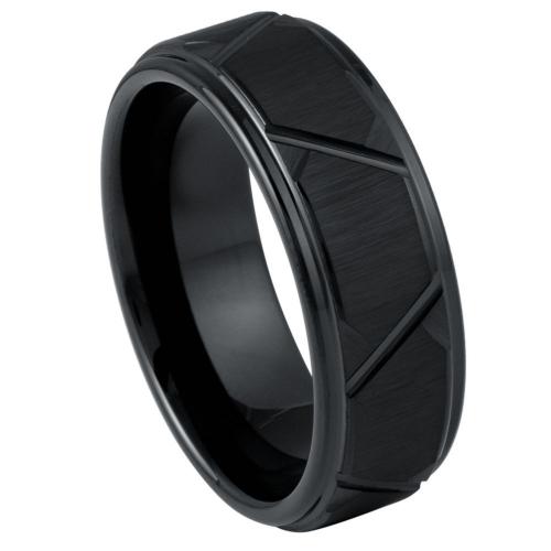 Black IP Plated Trapezoids Design - 8MM Band