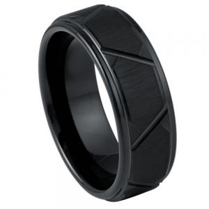 Black IP Plated Trapezoids Design - 8MM Band