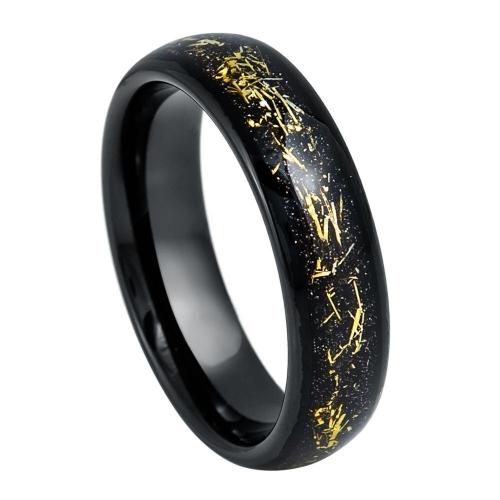 Black IP Plated with Imitation Yellow Meteorite Inlay - 6MM Band