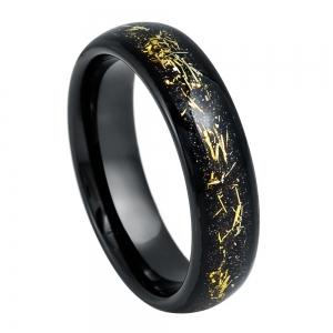 Black IP Plated with Imitation Yellow Meteorite Inlay - 6MM Band